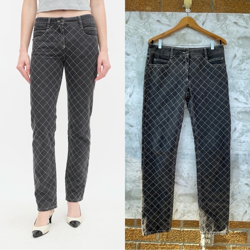 Chanel Matelasse Denim stitch jeans size FR 42/ size US 10/12